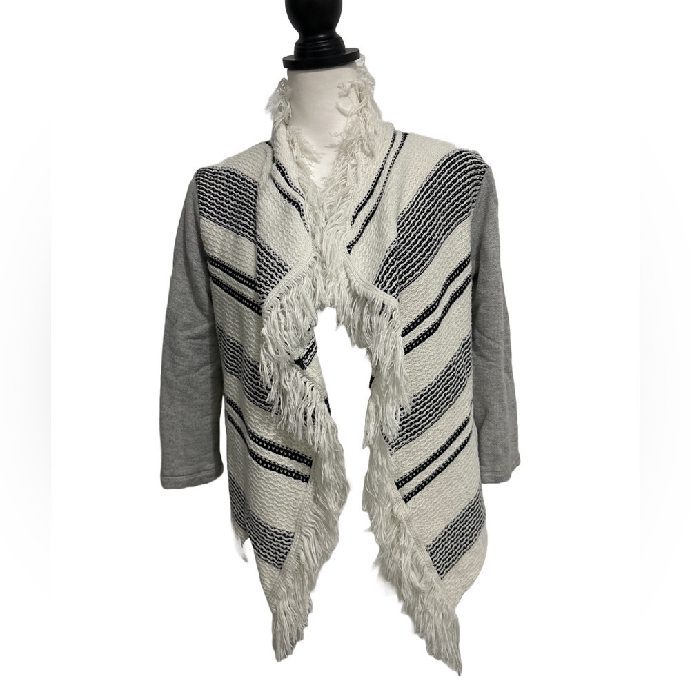 Anthropologie Dolan Striped Fringe Cardigan Sweater XS